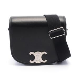 Celine Triomphe Shoulder Bag Leather Black